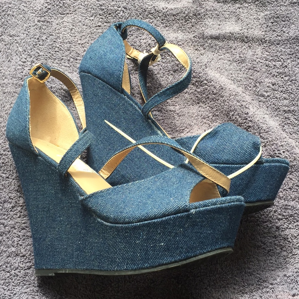 Blue jean wedges